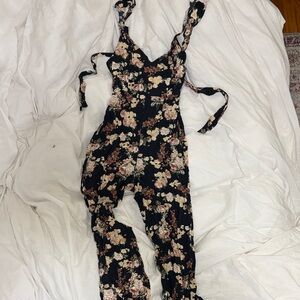 Zara Black Floral Jumpsuit